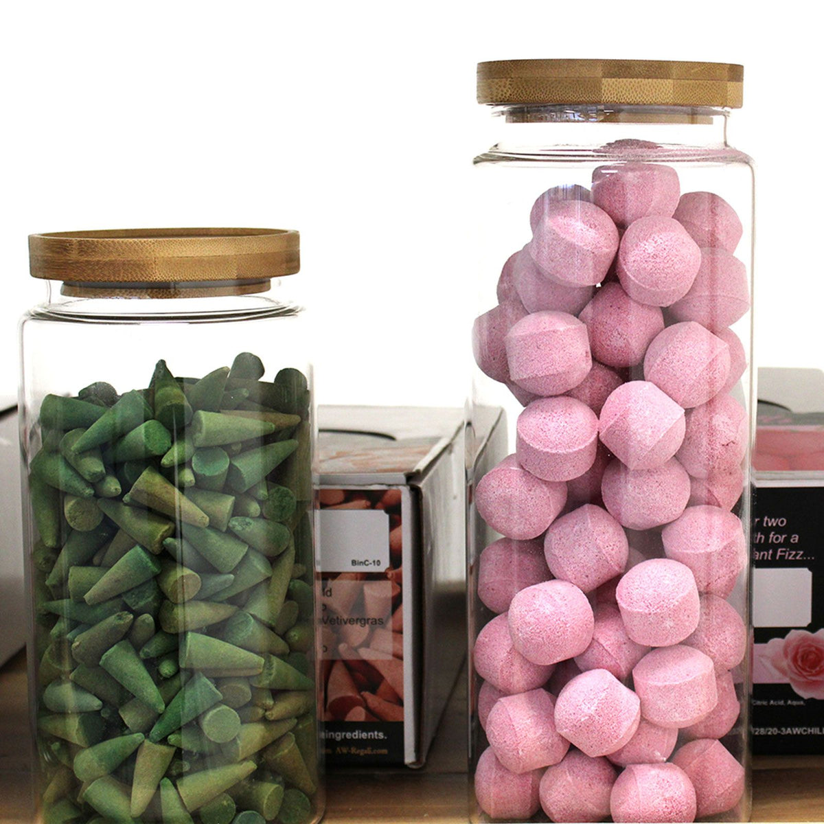 Bamboo Glass Storage Jar with Lid - 850ml | 15cm