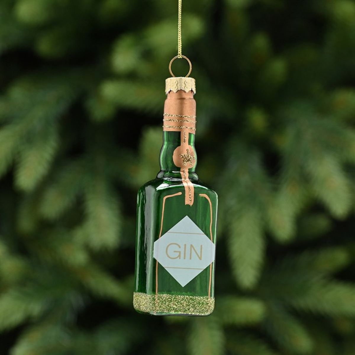 Gin Bottle Glass Hanging Christmas Tree Decoration